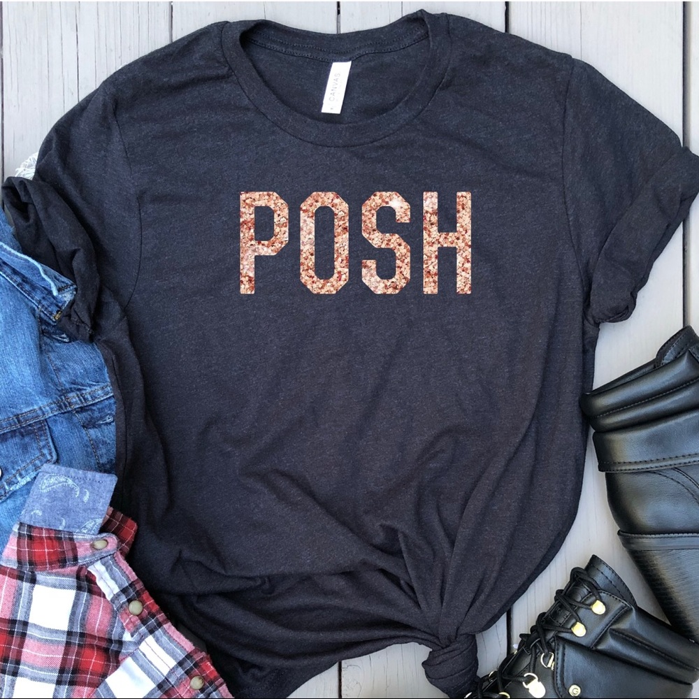 POSH style tee rose gold glitter graphic t-shirt